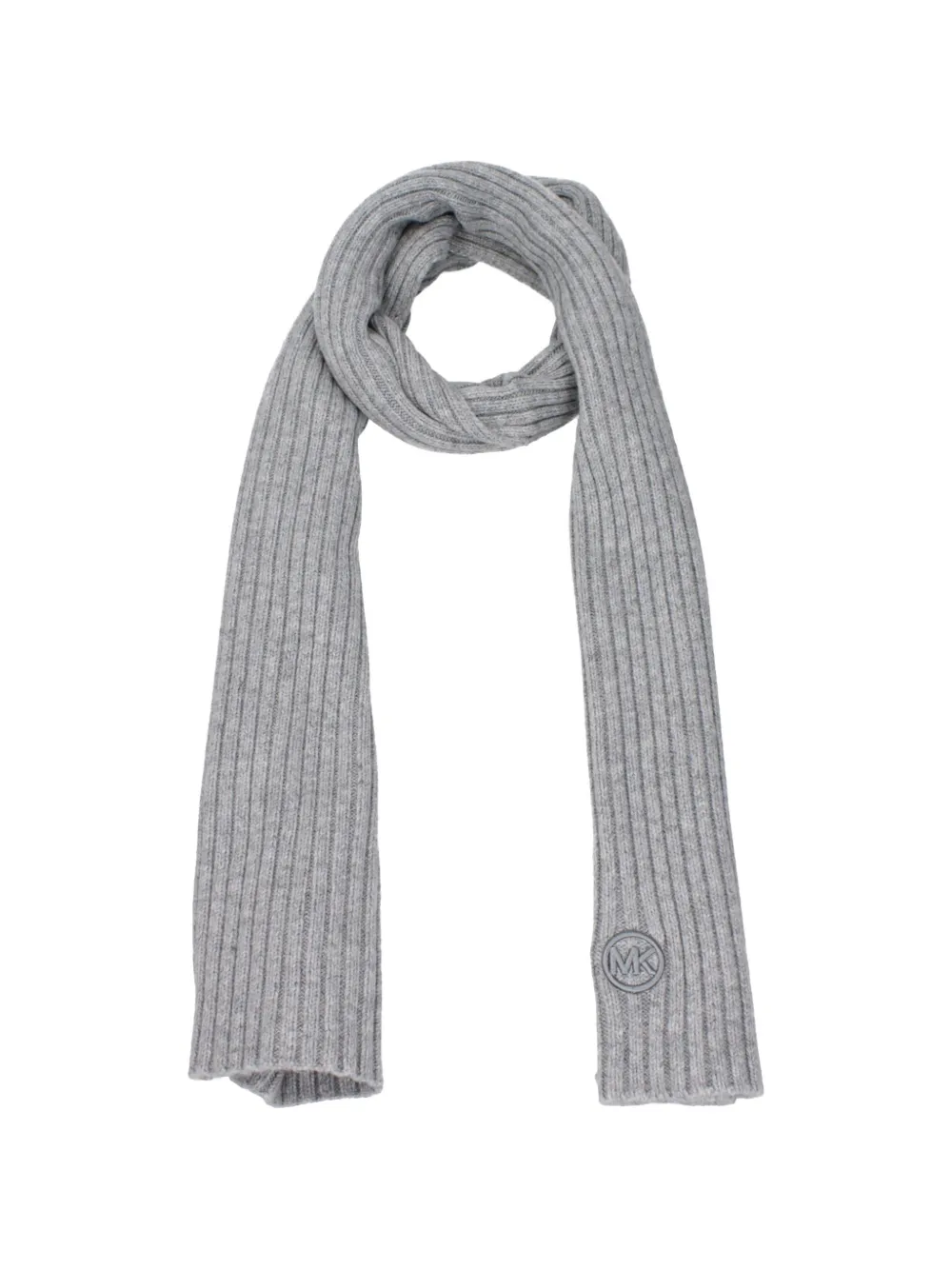 Michael Kors ribbed-knit logo-patch scarf Grijs