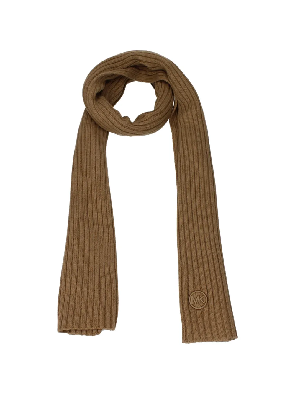 Michael Kors ribbed-knit logo-patch scarf Bruin
