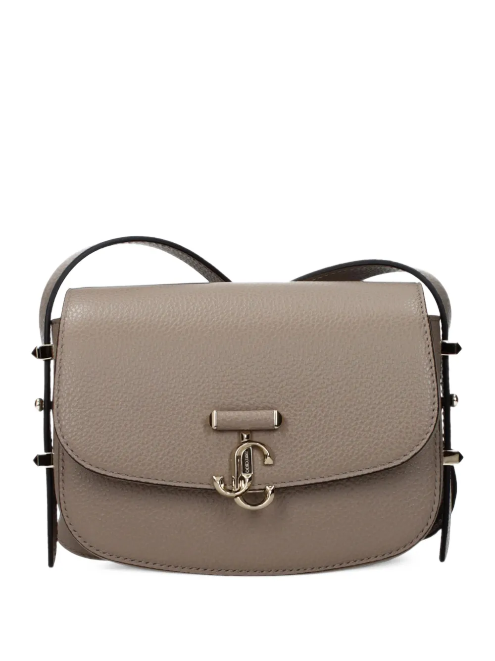Jimmy Choo logo-plaque leather crossbody bag - Grigio