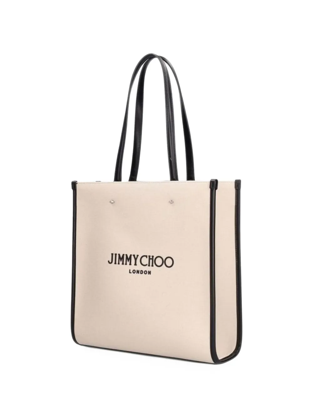 Jimmy Choo logo-print canvas tote bag Beige