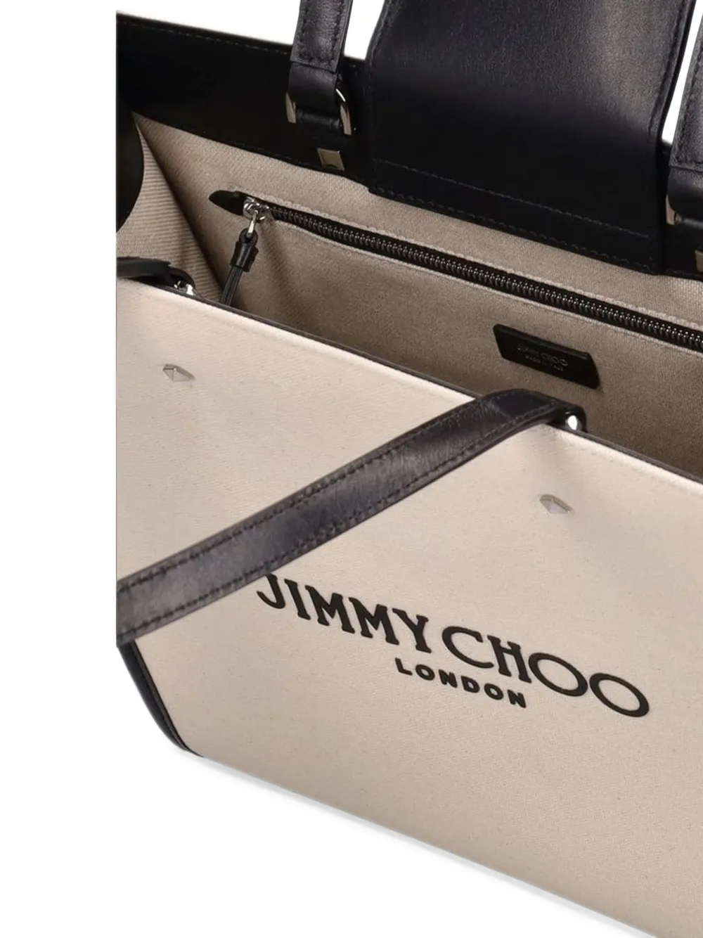 Jimmy Choo logo-print canvas tote bag Beige