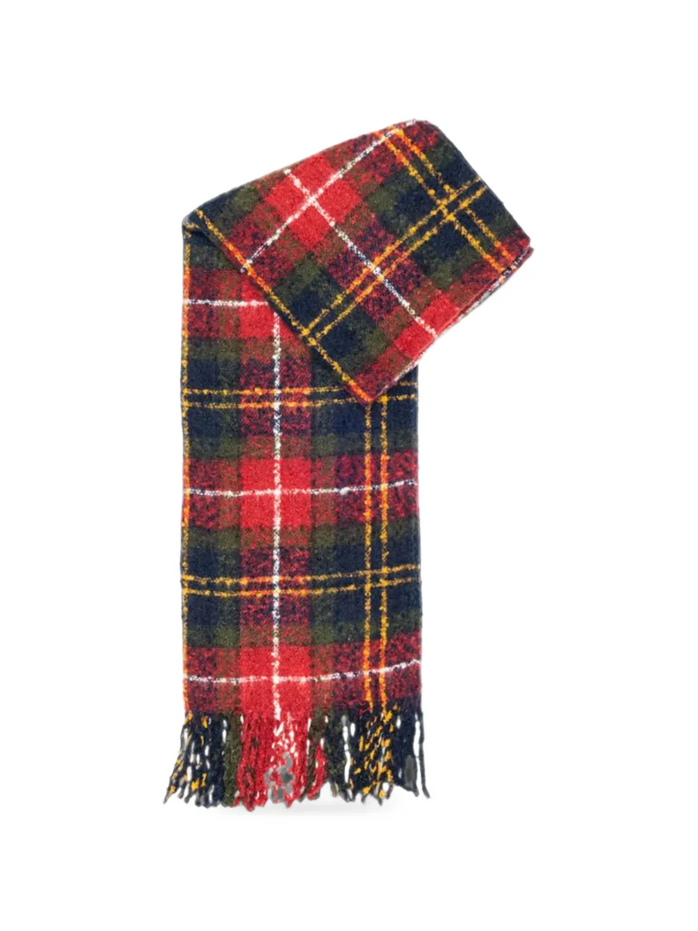 Barbour tartan check beanie hat and scarf set Rood