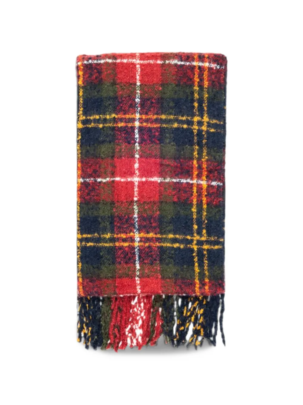 Barbour tartan check beanie hat and scarf set Rood