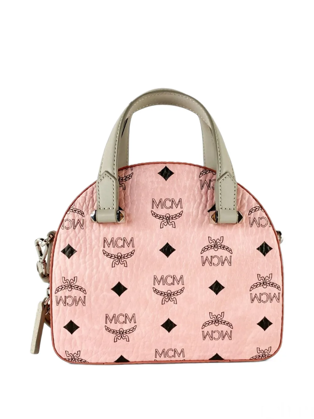 MCM monogram-print half-moon tote bag Roze