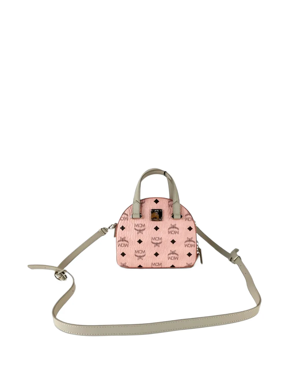 MCM monogram-print half-moon tote bag Roze