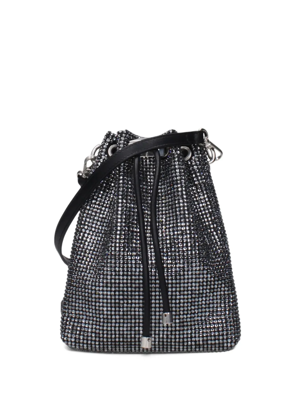 Jimmy Choo Bon Bon crystal-embellished satin bucket bag - Nero