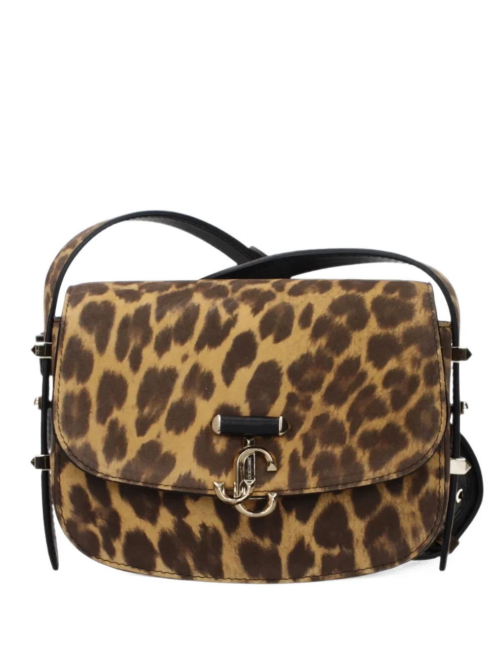 Jimmy Choo leopard-print leather crossbody bag - Marrone