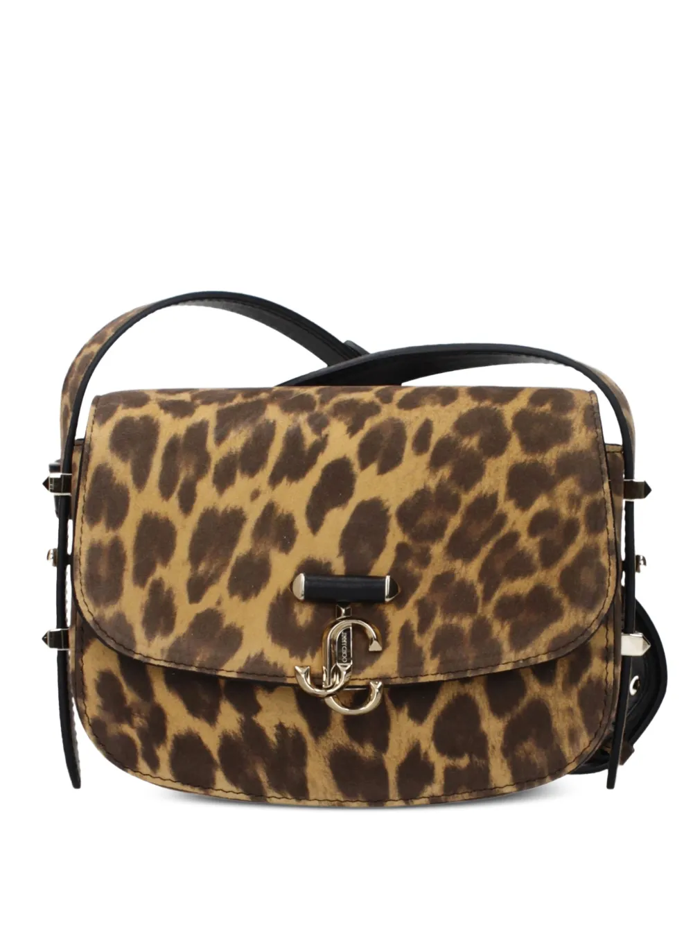 Jimmy Choo leopard-print leather crossbody bag - Marrone