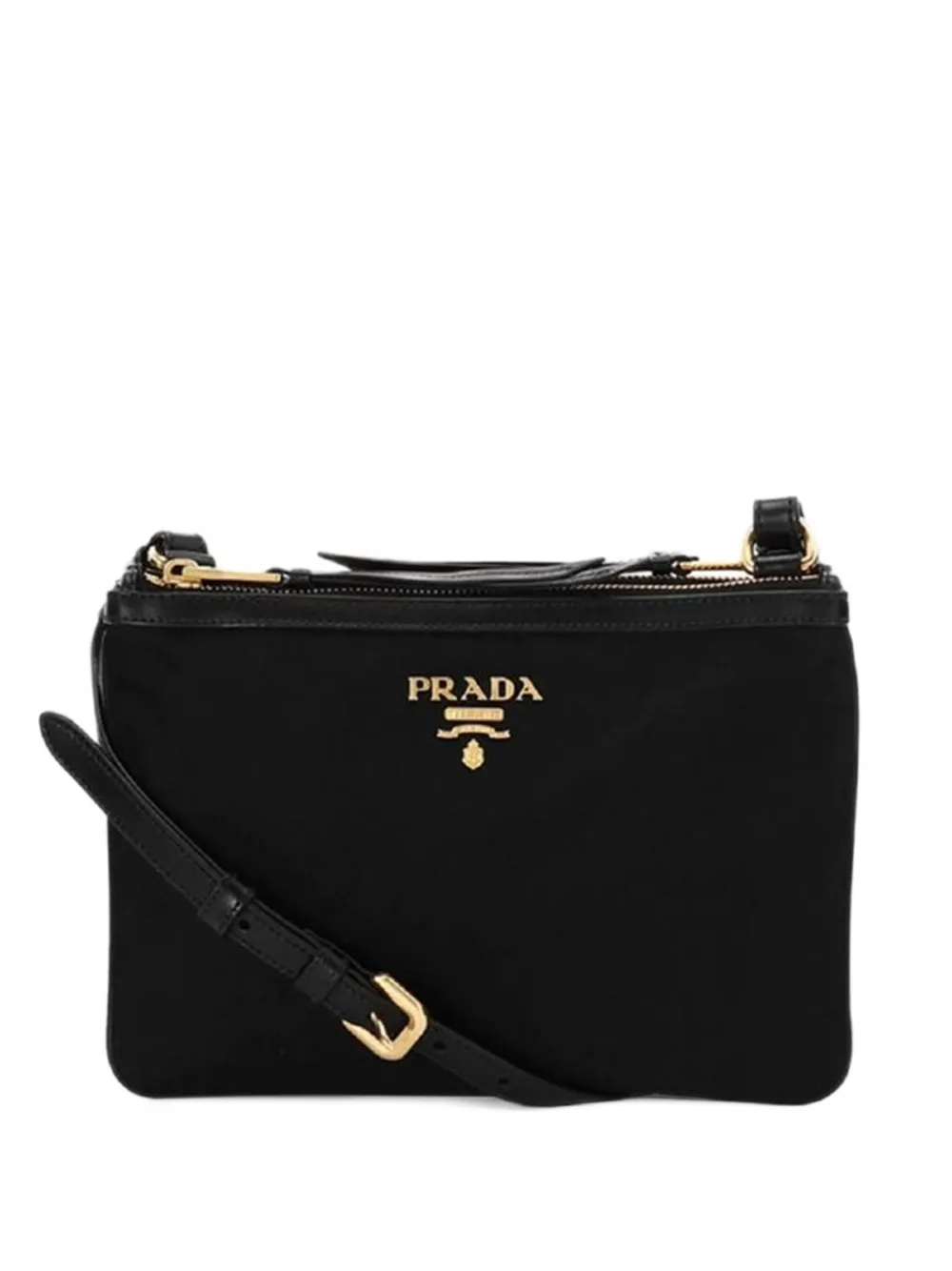 Prada logo-plaque crossbody bag - Nero