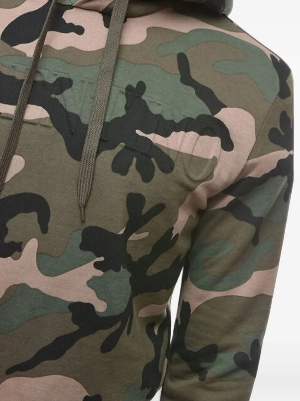 Valentino Garavani camouflage-print embossed-logo hoodie Groen