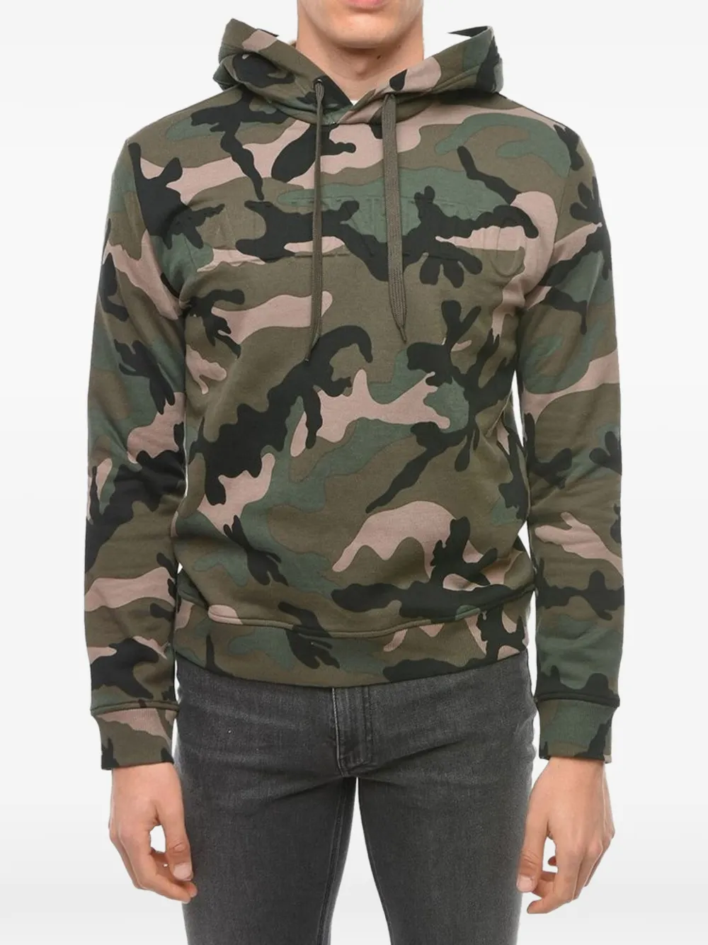 Valentino Garavani camouflage-print embossed-logo hoodie Groen