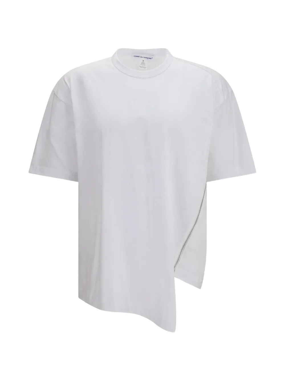 Comme Des Garçons asymmetric zip-detail T-shirt Wit