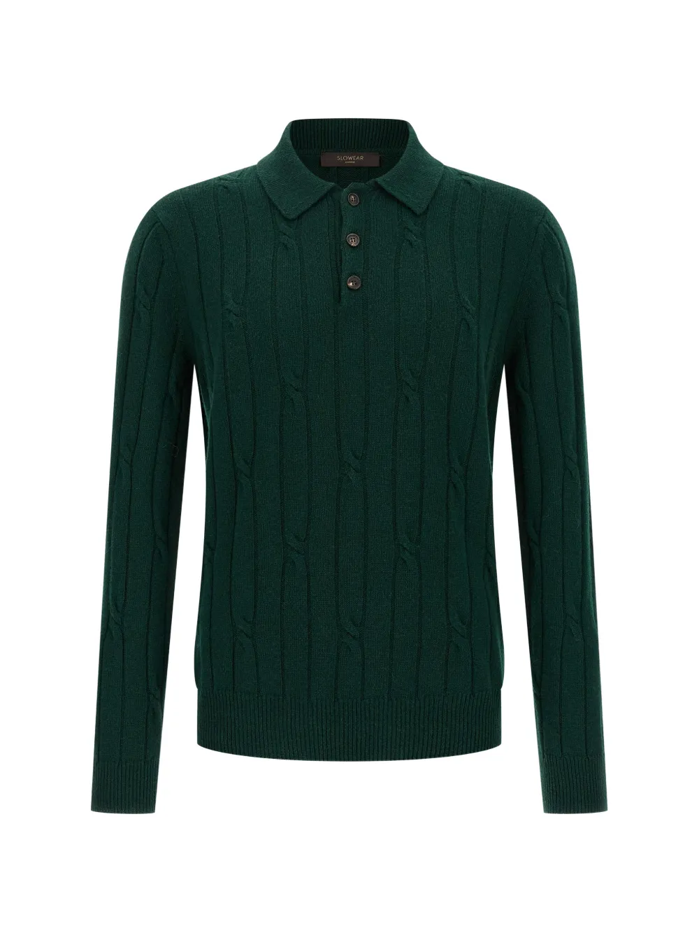 Zanone cable-knit virgin wool polo shirt Groen
