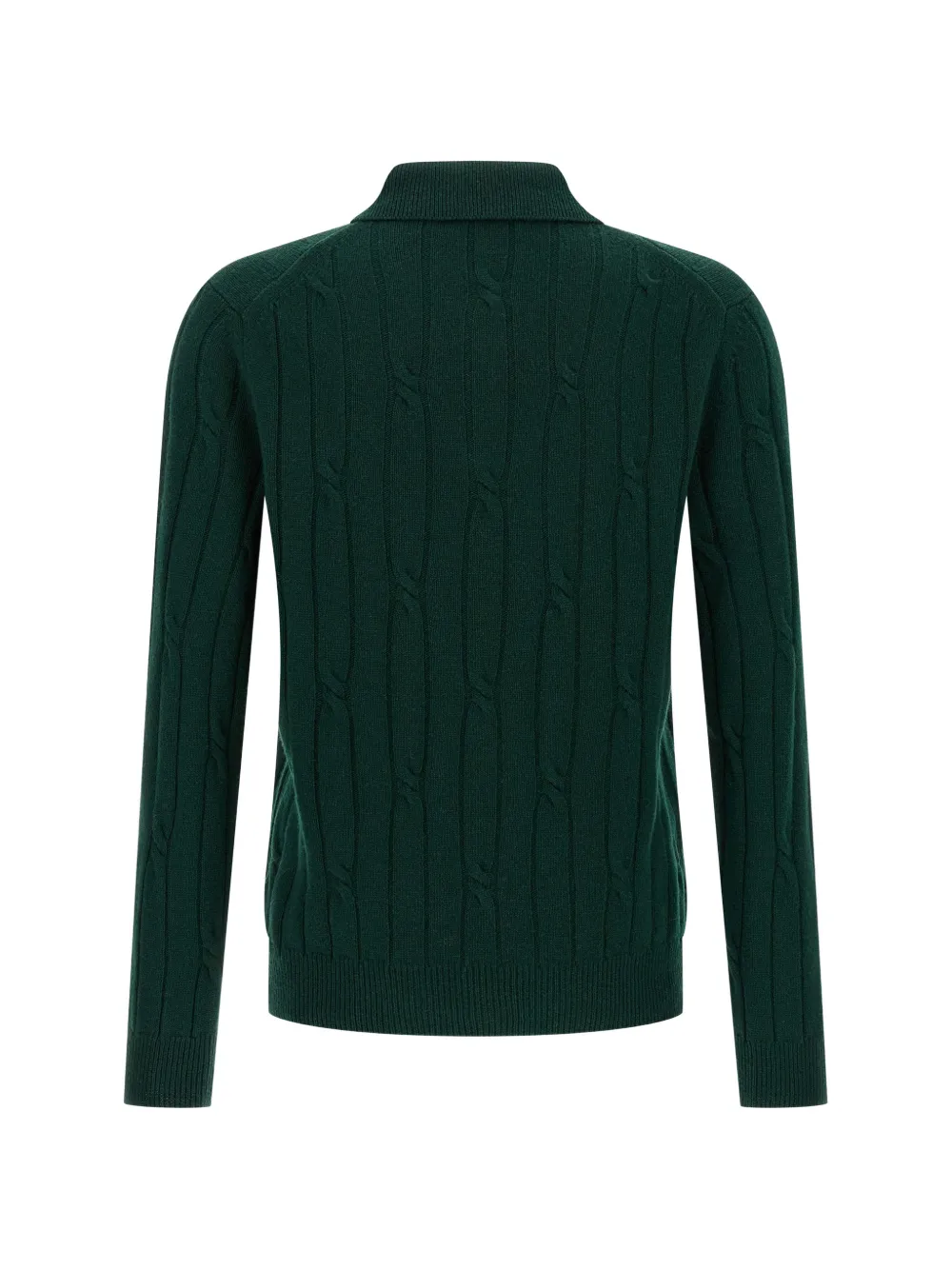 Zanone cable-knit virgin wool polo shirt Groen
