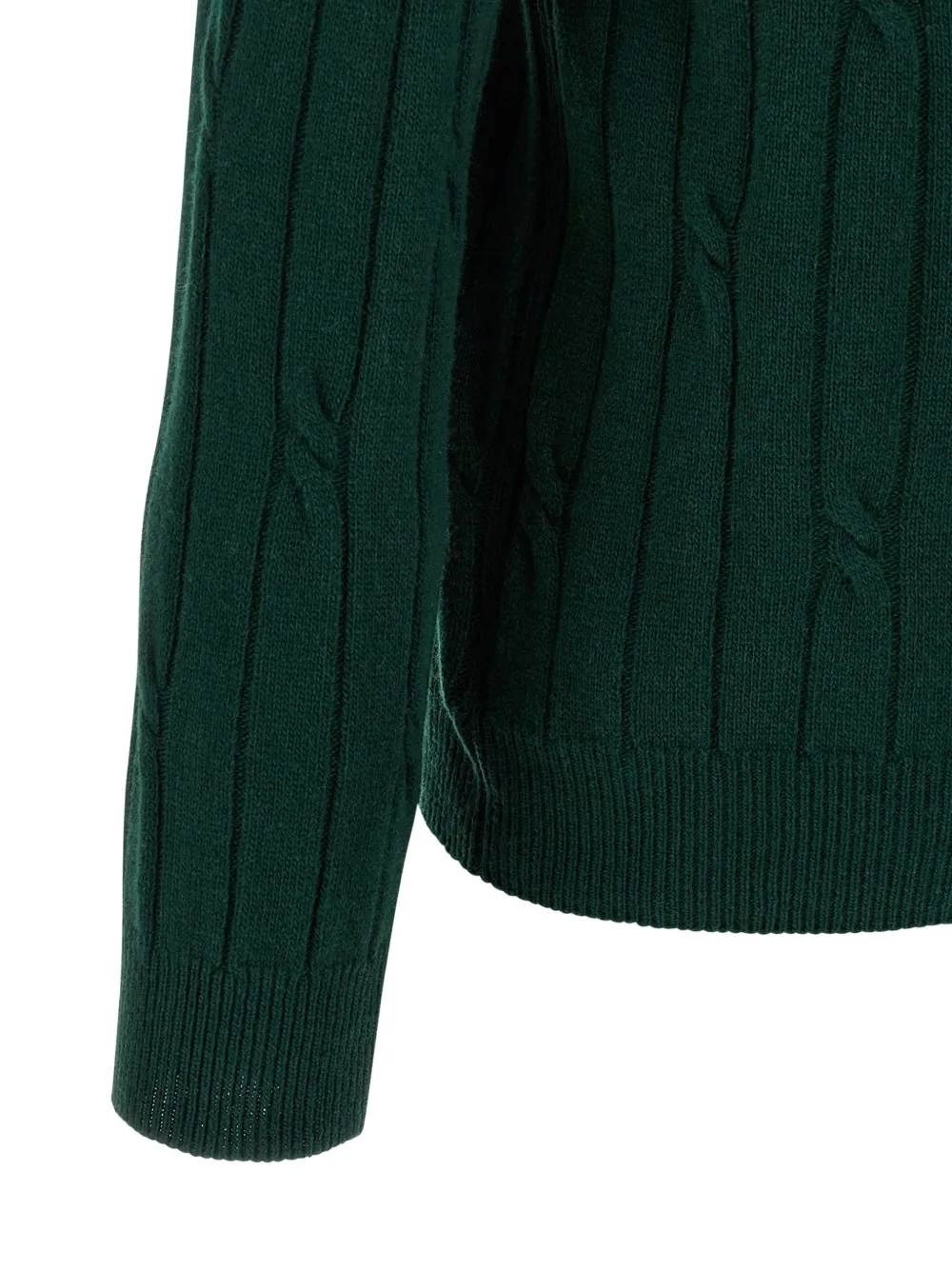 Zanone cable-knit virgin wool polo shirt Groen
