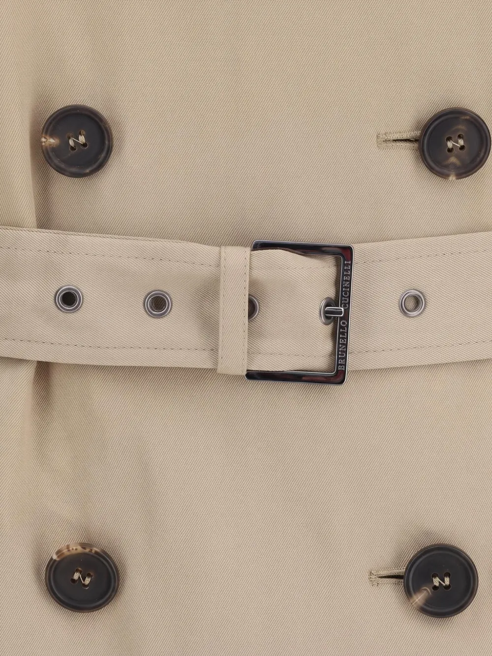 Brunello Cucinelli double-breasted belted trench coat Beige