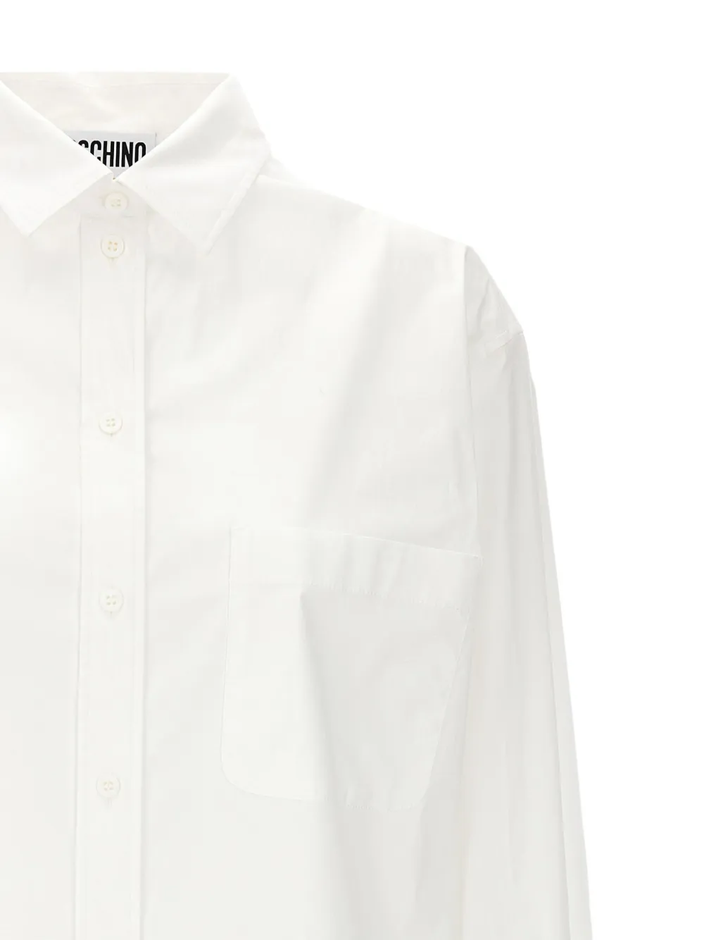 Moschino logo-patch button-down shirt Wit