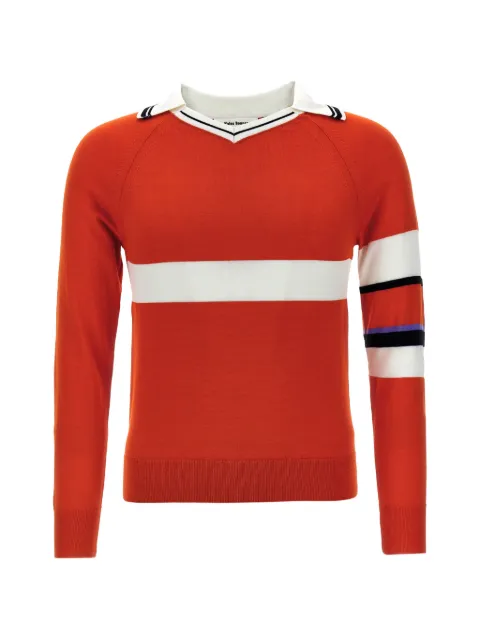 Wales Bonner stripe-detail V-neck sweater