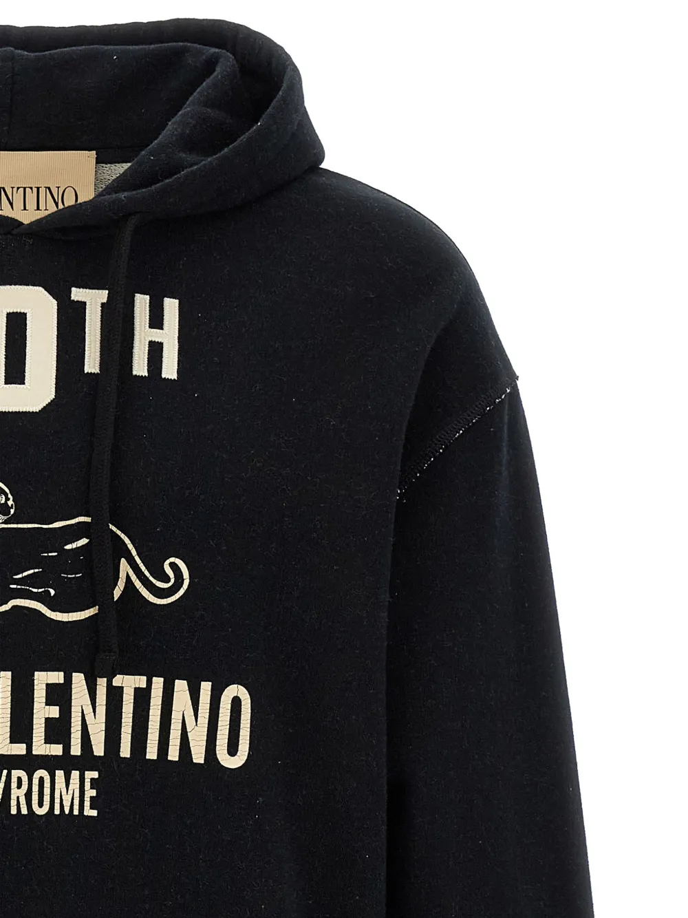 Valentino Garavani panther-print drawstring hoodie Zwart