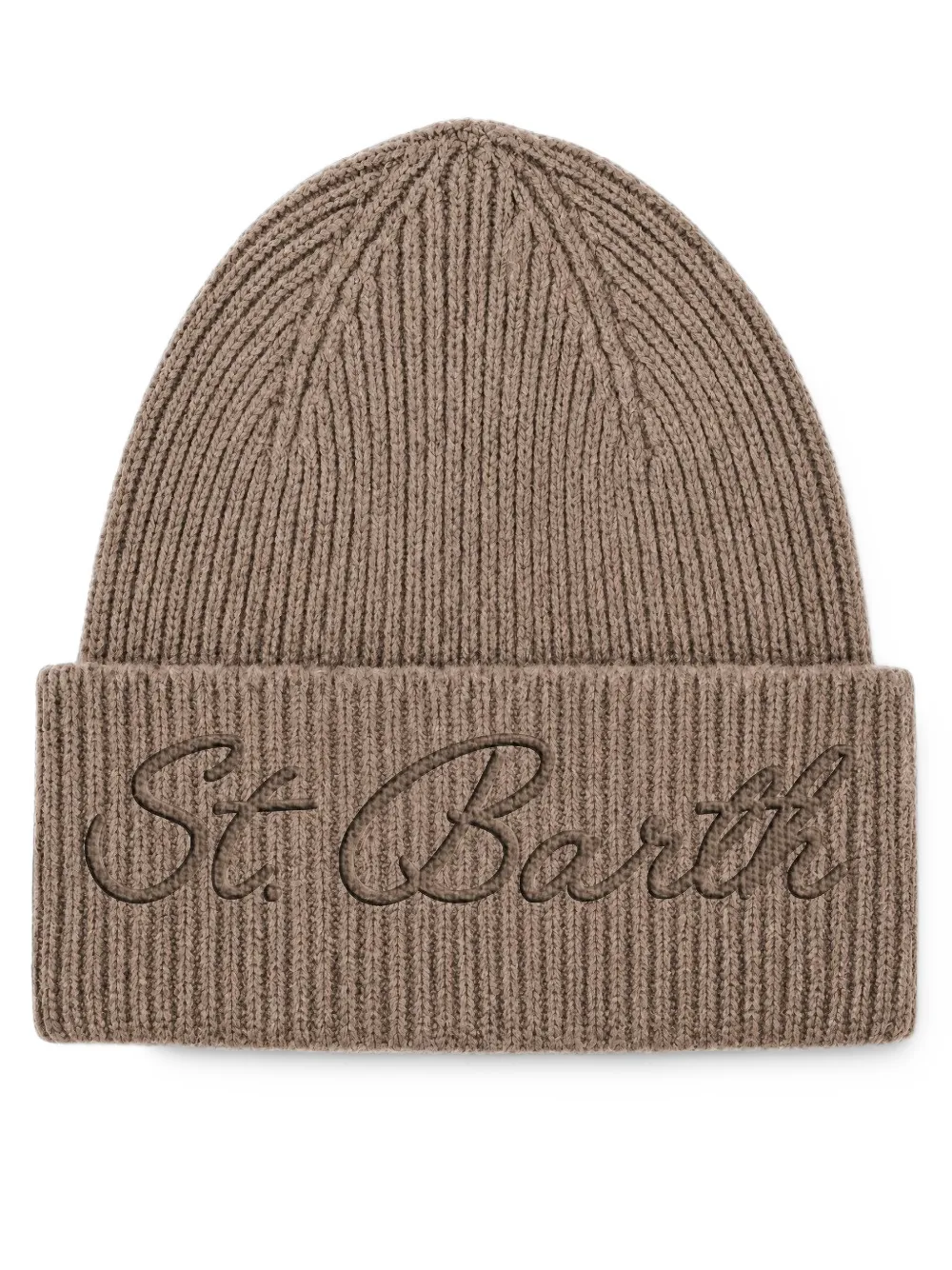 MC2 Saint Barth Ribgebreide muts met geborduurd logo Bruin