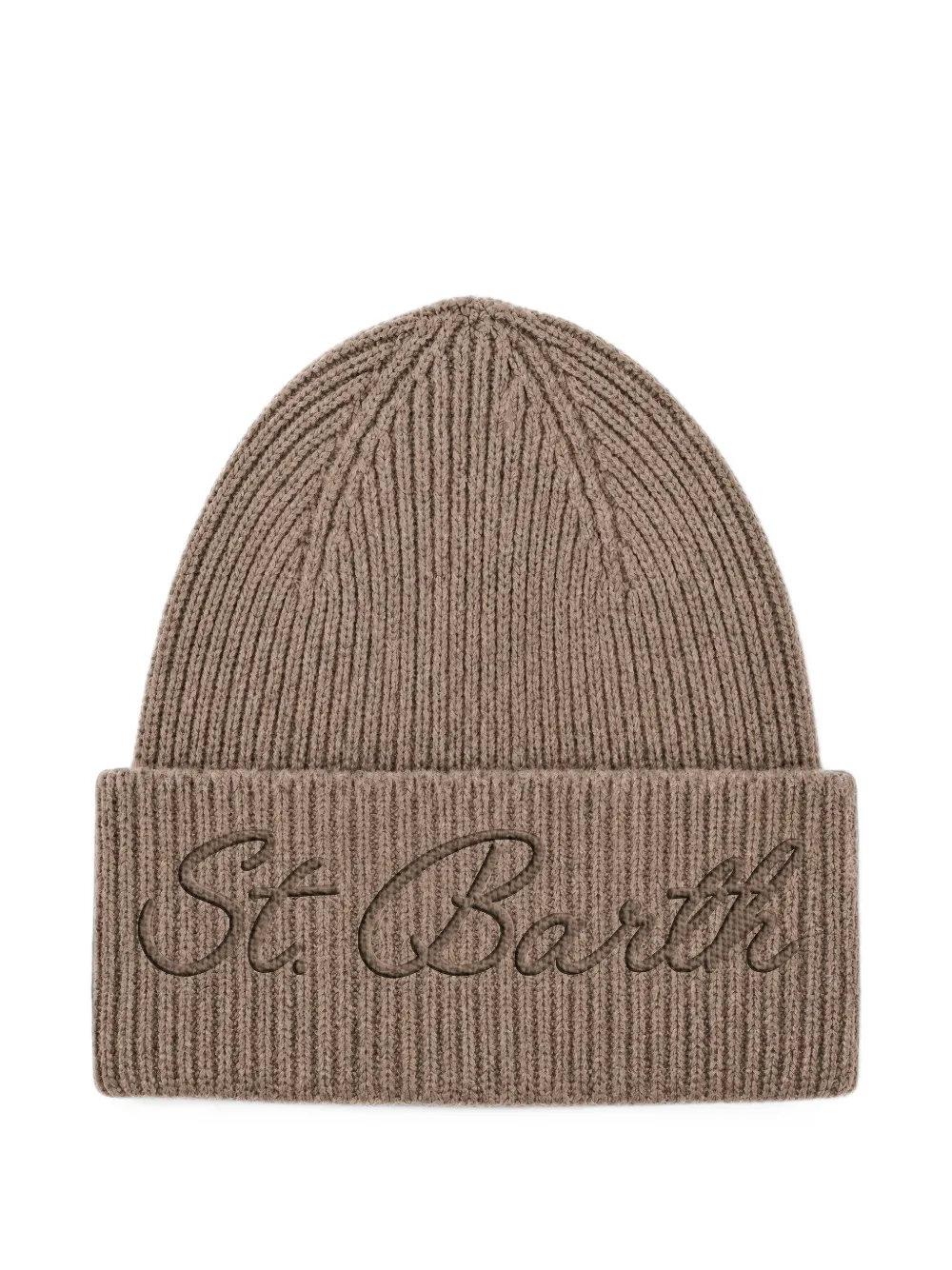 MC2 Saint Barth Ribgebreide muts met geborduurd logo Bruin