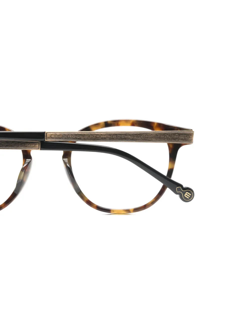 Matsuda engraved-temple round-frame glasses Zwart
