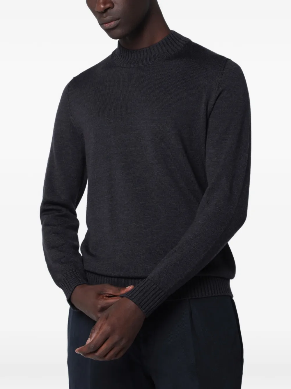 Drumohr mock-neck fine-knit sweater Grijs