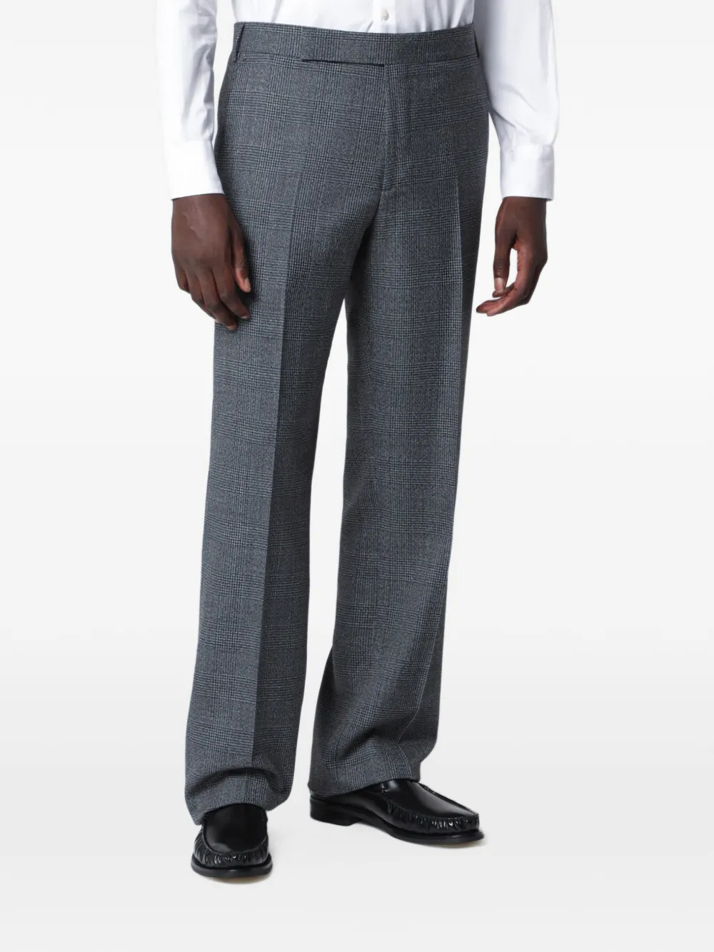 Lardini check-pattern virgin wool trousers Grijs