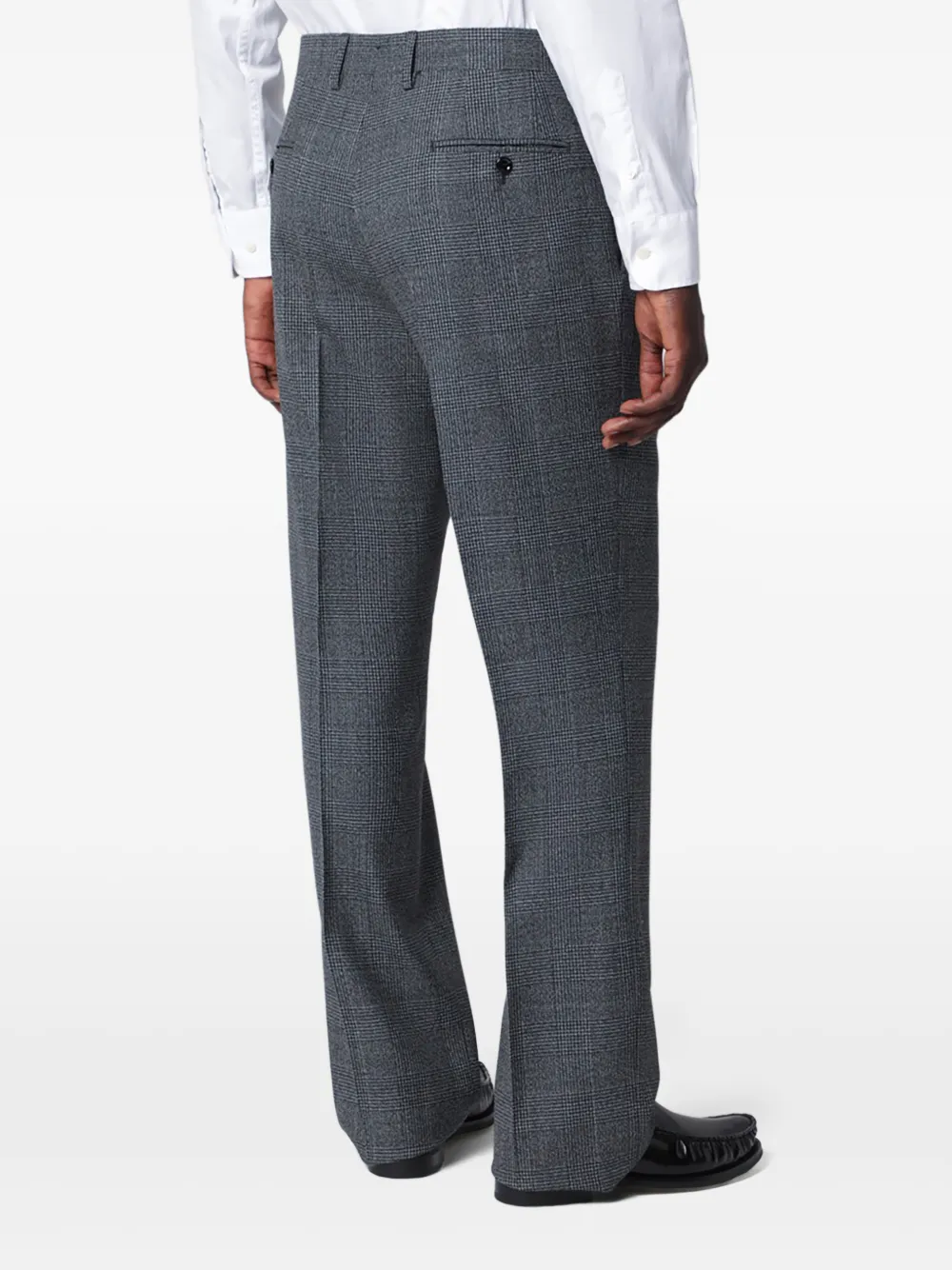 Lardini check-pattern virgin wool trousers Grijs