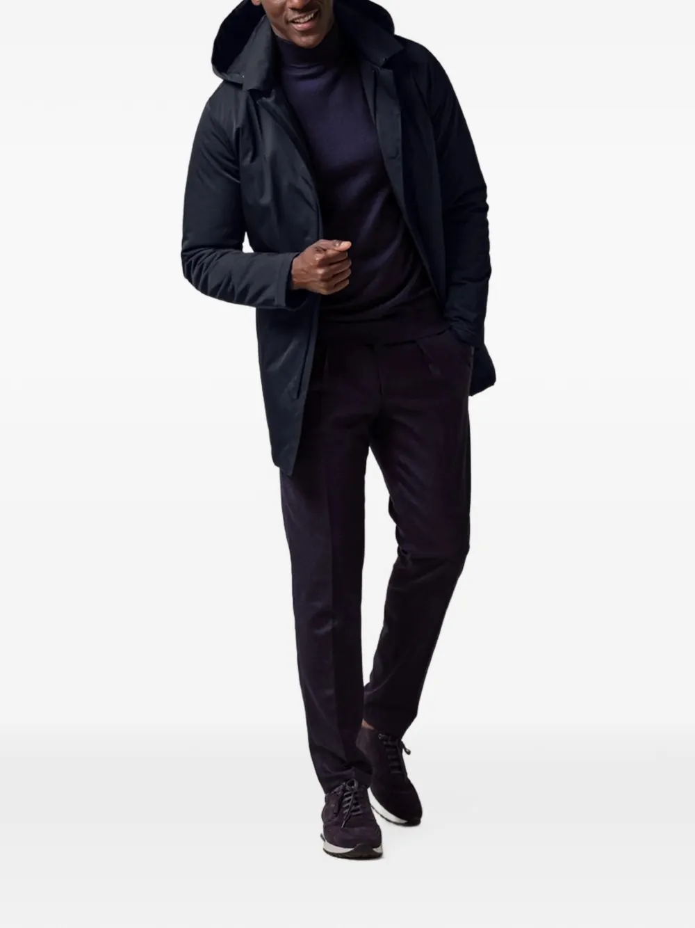 Profuomo hooded magnetic-fastening raincoat Blauw