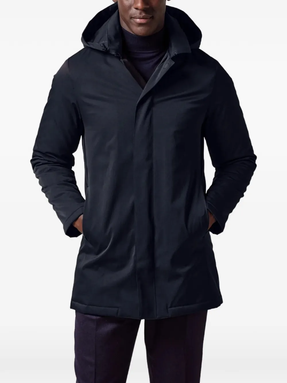 Profuomo hooded magnetic-fastening raincoat Blauw