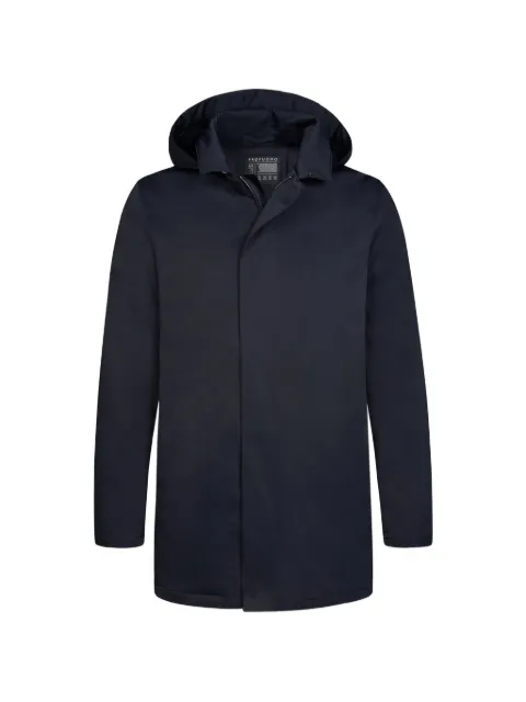 Profuomo hooded magnetic-fastening raincoat