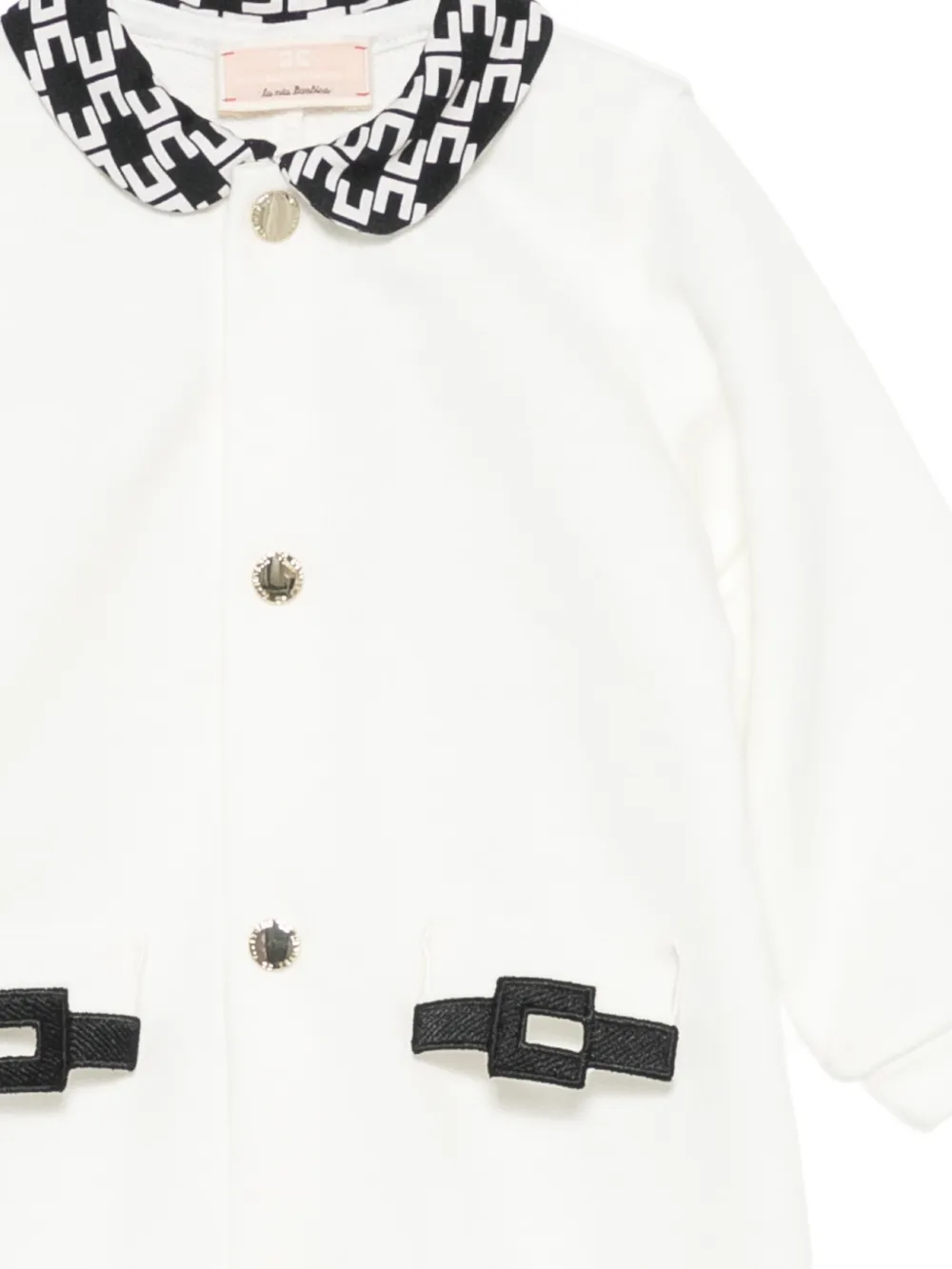 Elisabetta Franchi La Mia Bambina monogram-print Peter Pan collar romper Wit