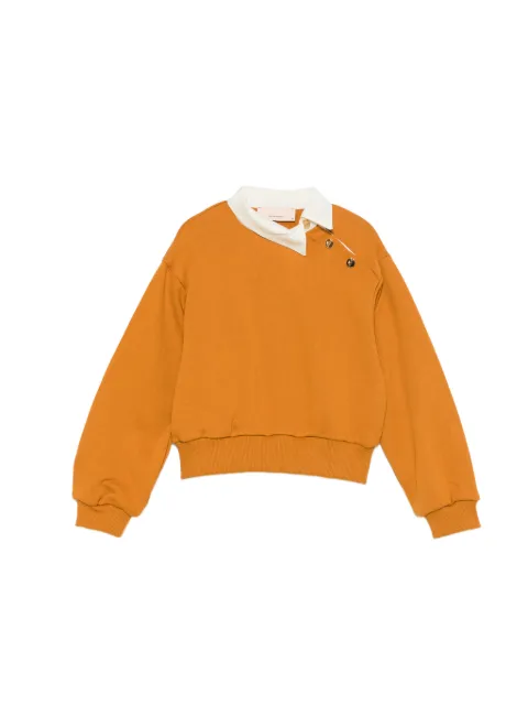 Elisabetta Franchi La Mia Bambina button-detail contrast-collar sweater