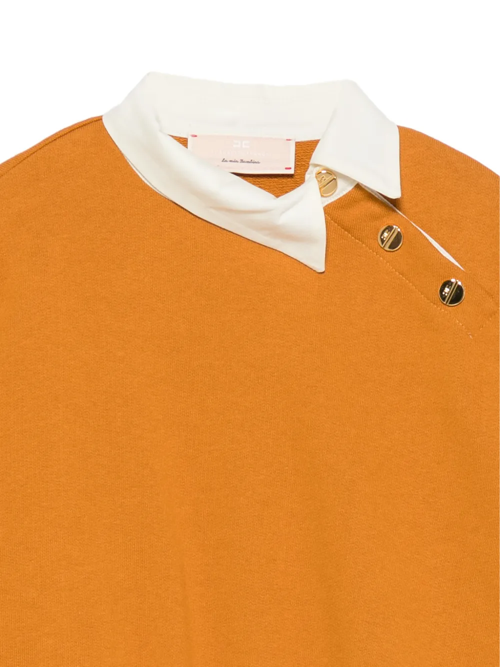 Elisabetta Franchi La Mia Bambina button-detail contrast-collar sweater Oranje