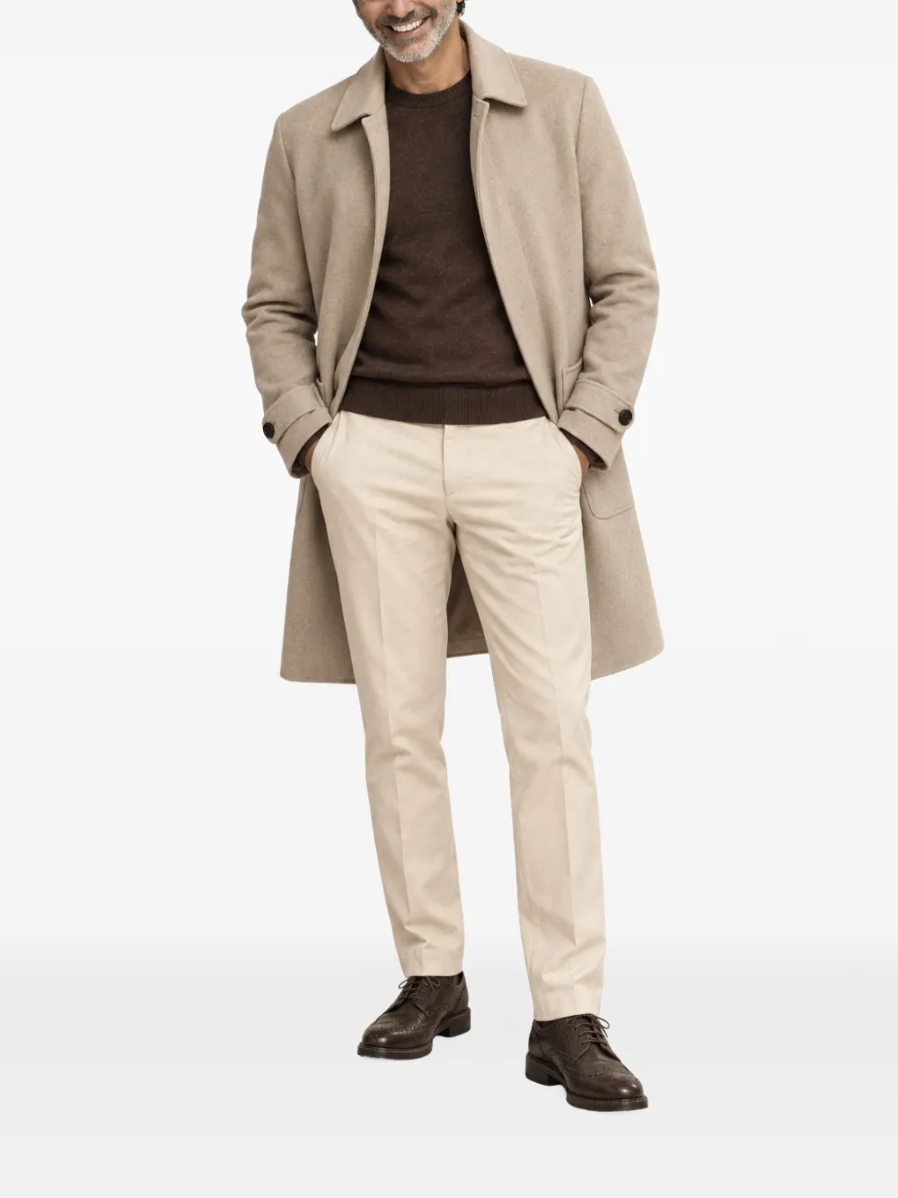FRANZESE COLLECTION single-breasted patch-pocket coat Beige