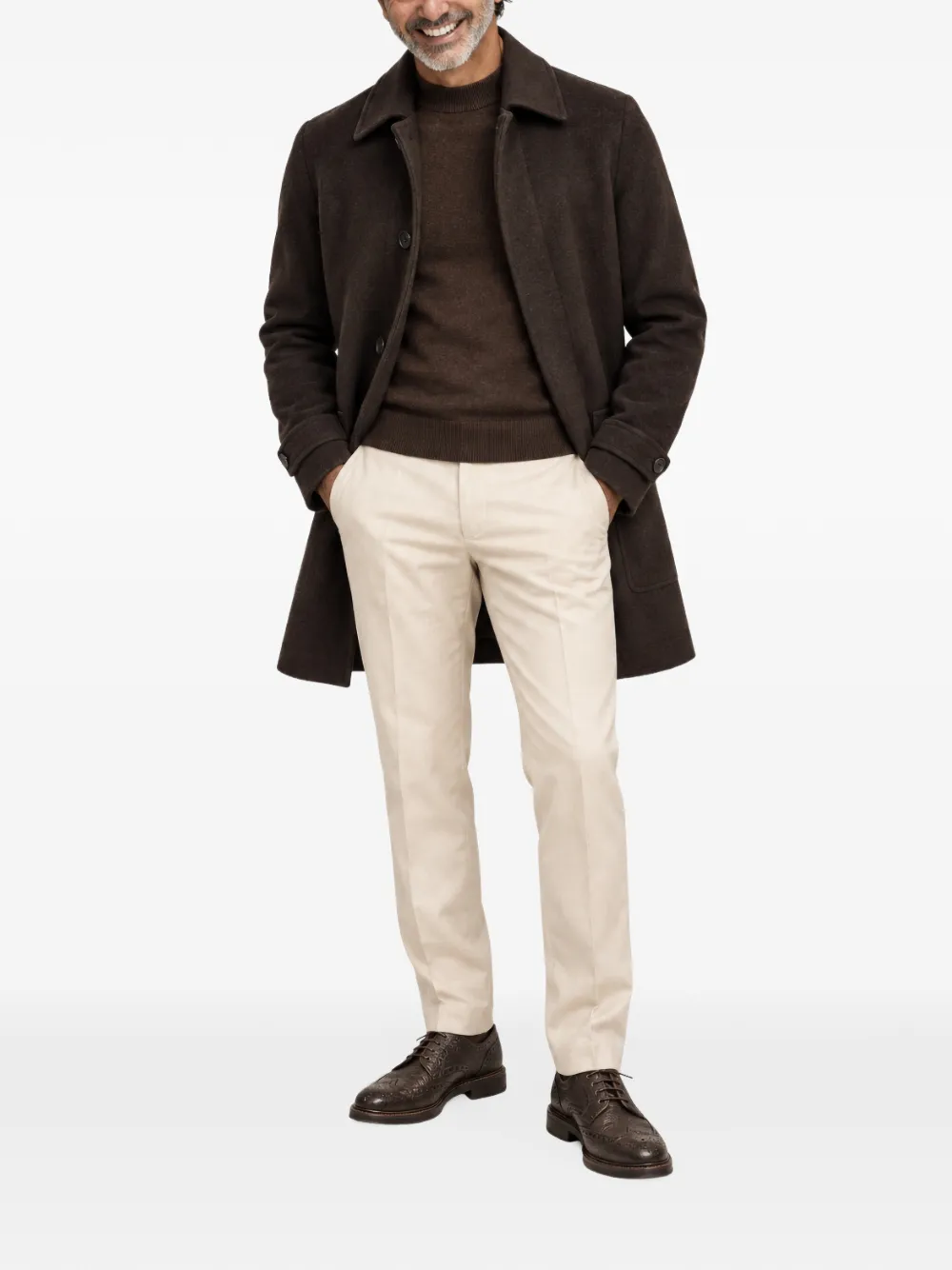 FRANZESE COLLECTION single-breasted wool coat Bruin
