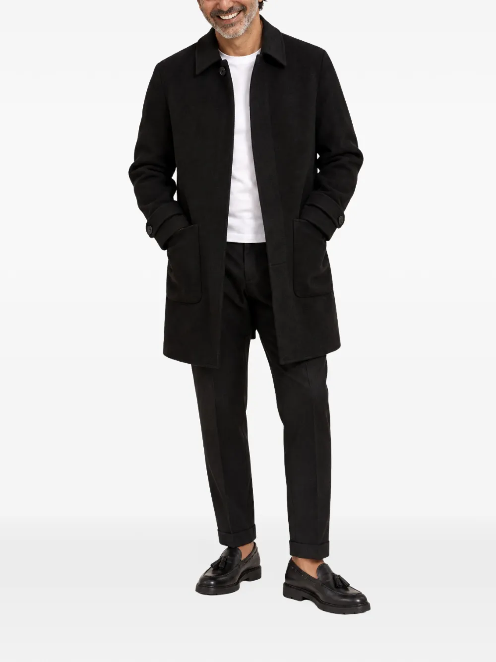 FRANZESE COLLECTION single-breasted wool coat Zwart