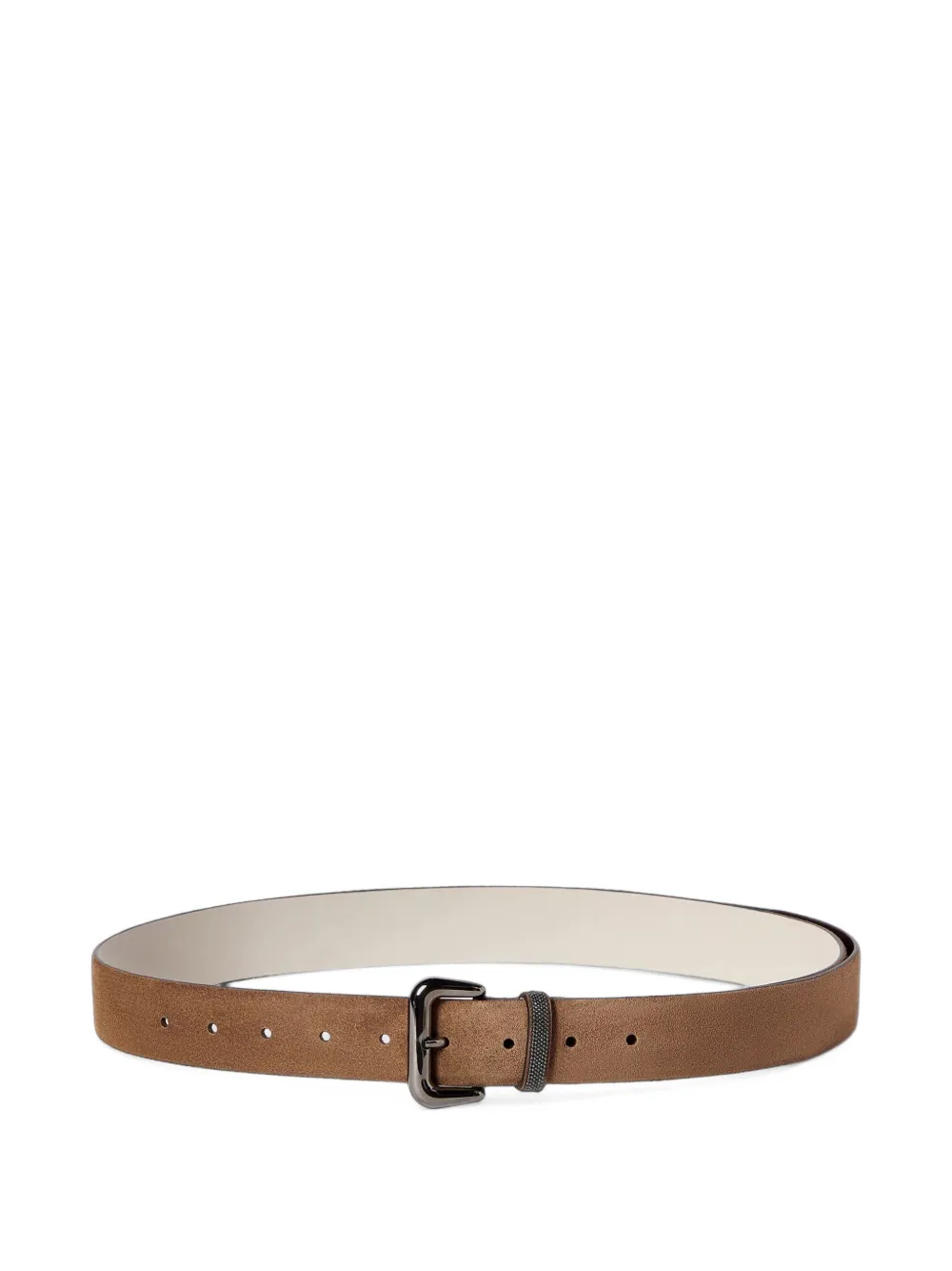 Brunello Cucinelli Monili-embellished suede belt - Marrone