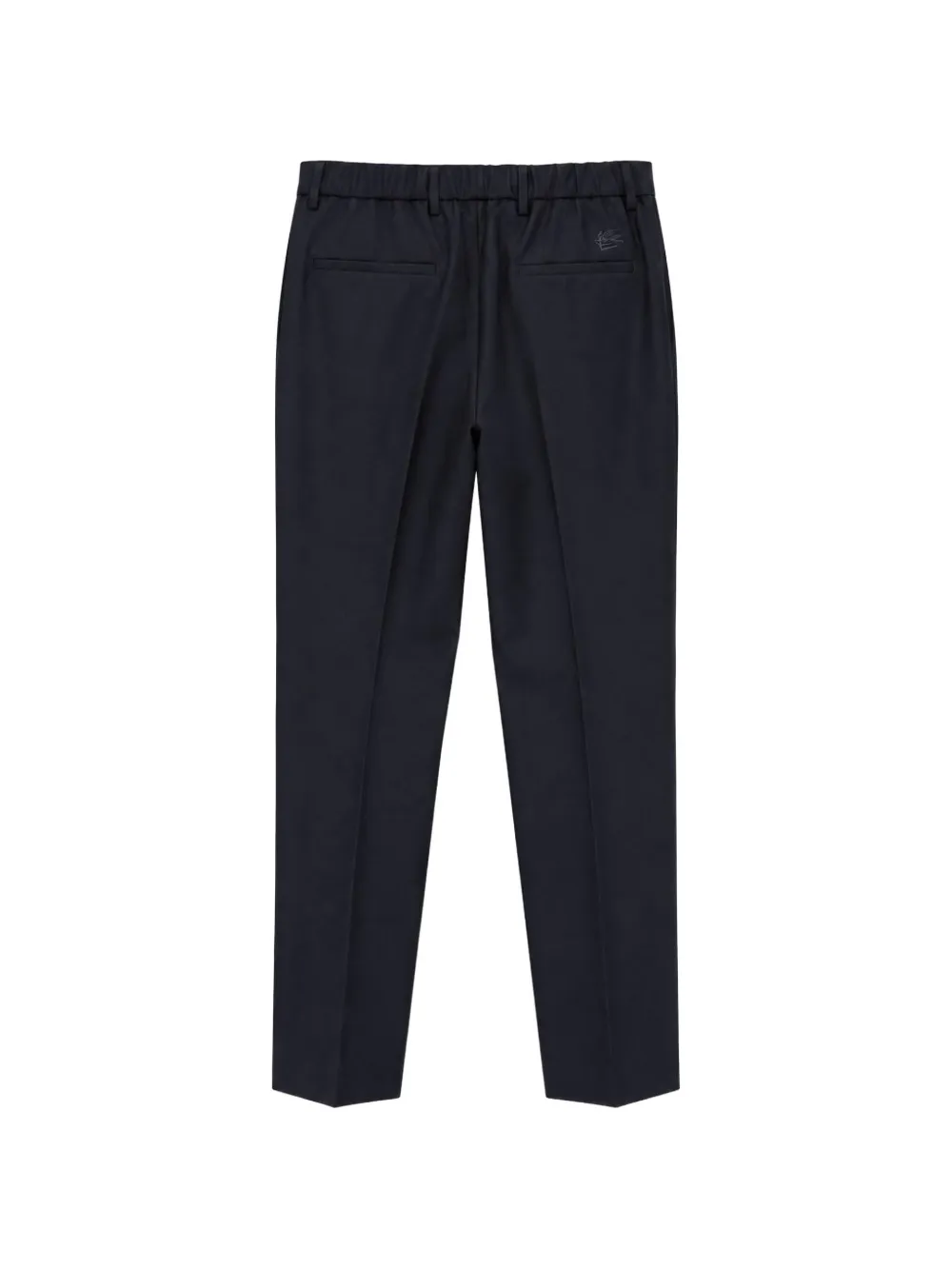 ETRO logo-embroidered tapered trousers Blauw