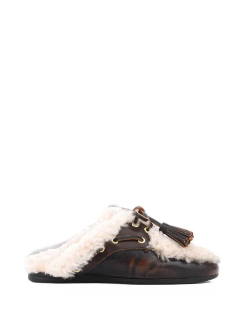 TORAL SHOES Killian tassel-detail shearling-trim mules