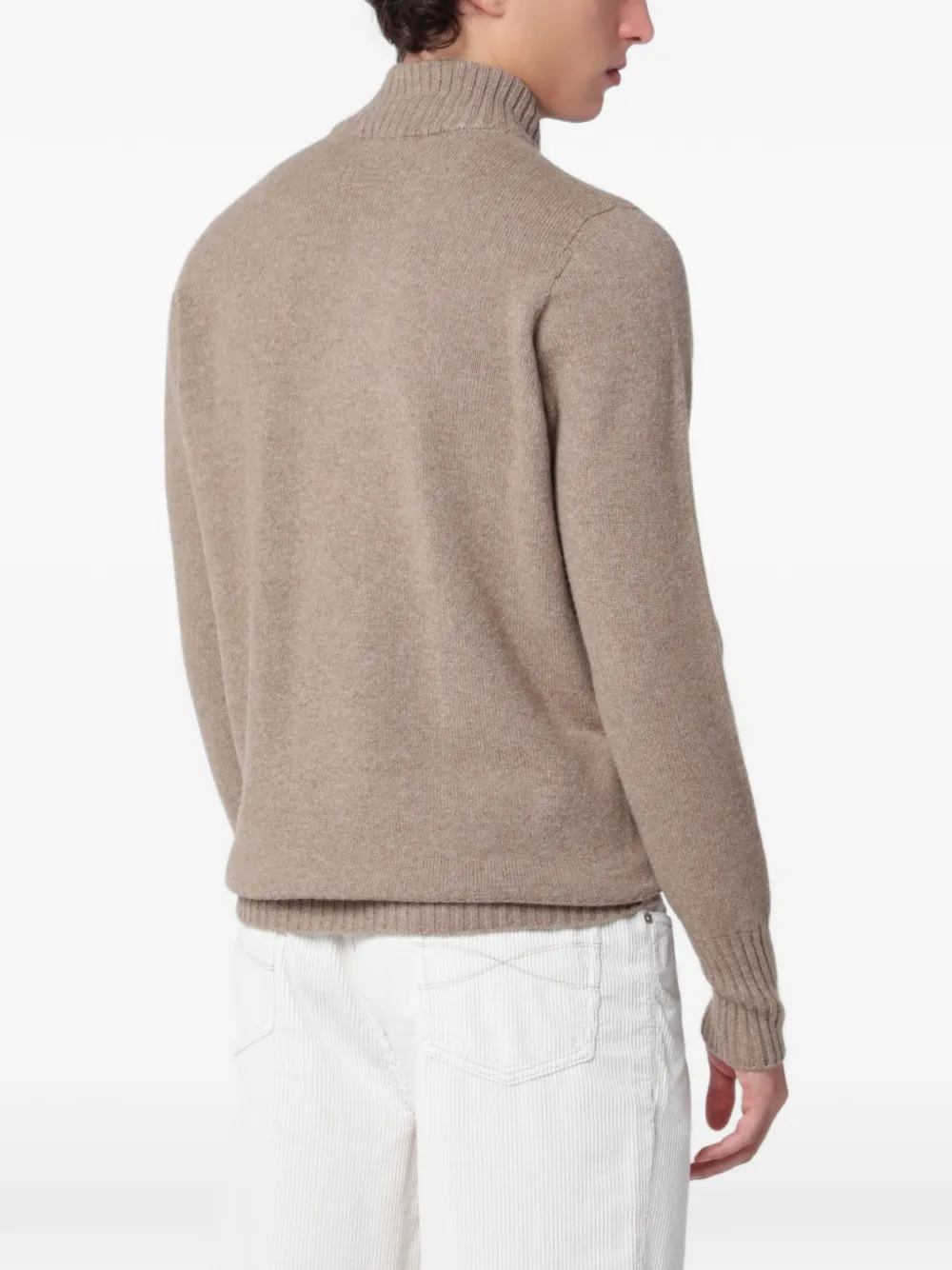 Drumohr zip-fastening ribbed-trim jumper Beige