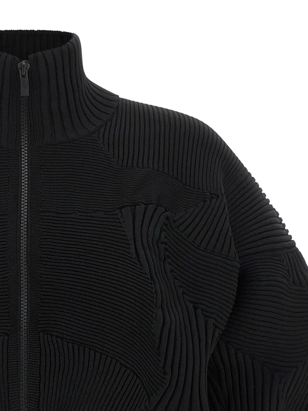 Issey Miyake Kone ribgebreid jack Zwart