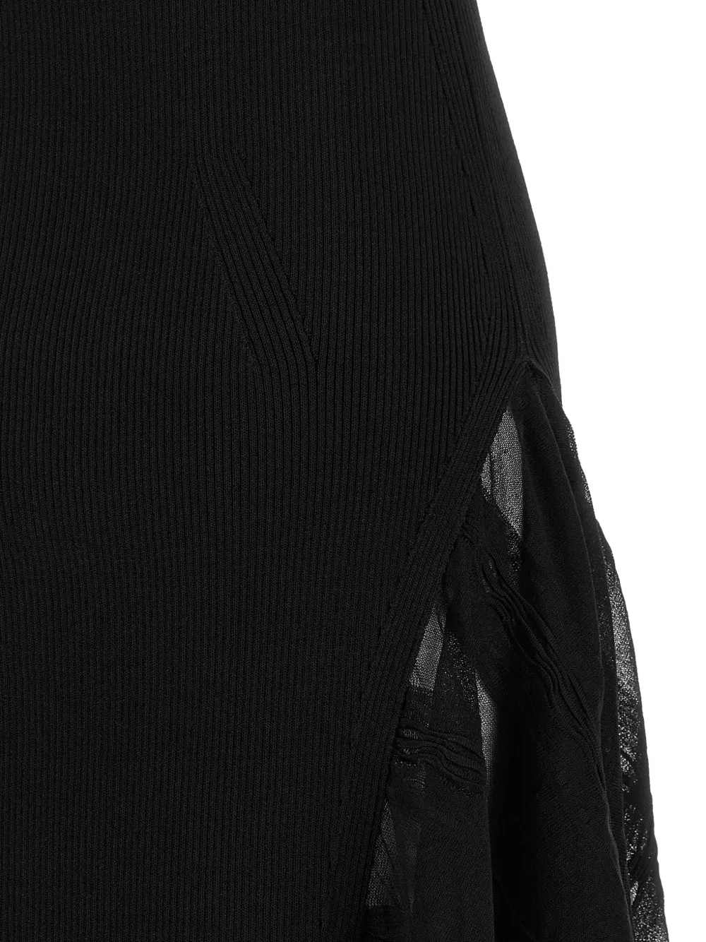 Lanvin Zijden en katoenen jurk met godet-effect Zwart