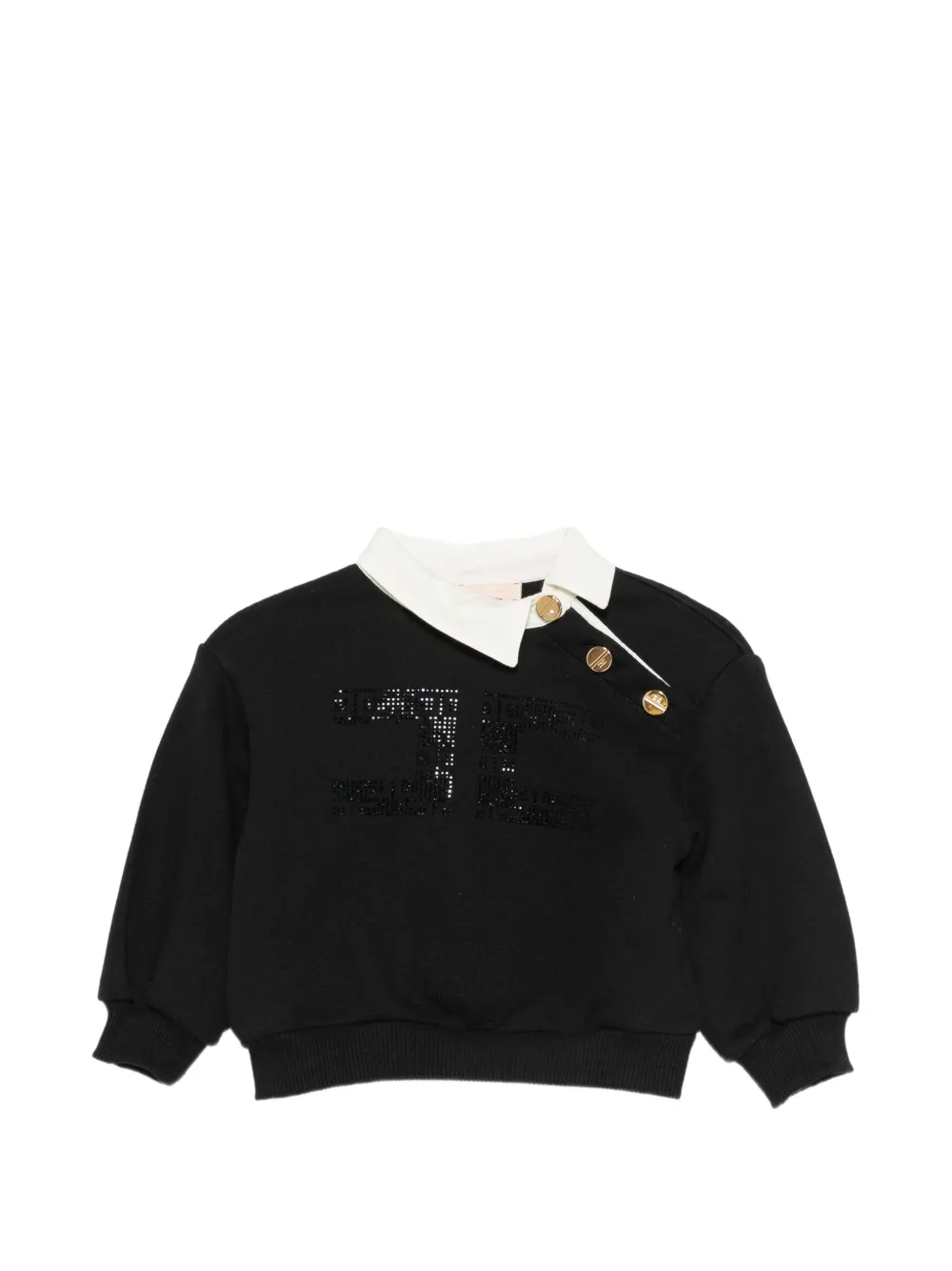 Elisabetta Franchi La Mia Bambina logo-embellished collared sweater Zwart