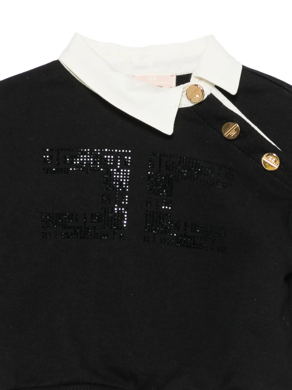 Elisabetta Franchi La Mia Bambina logo-embellished collared sweater Zwart