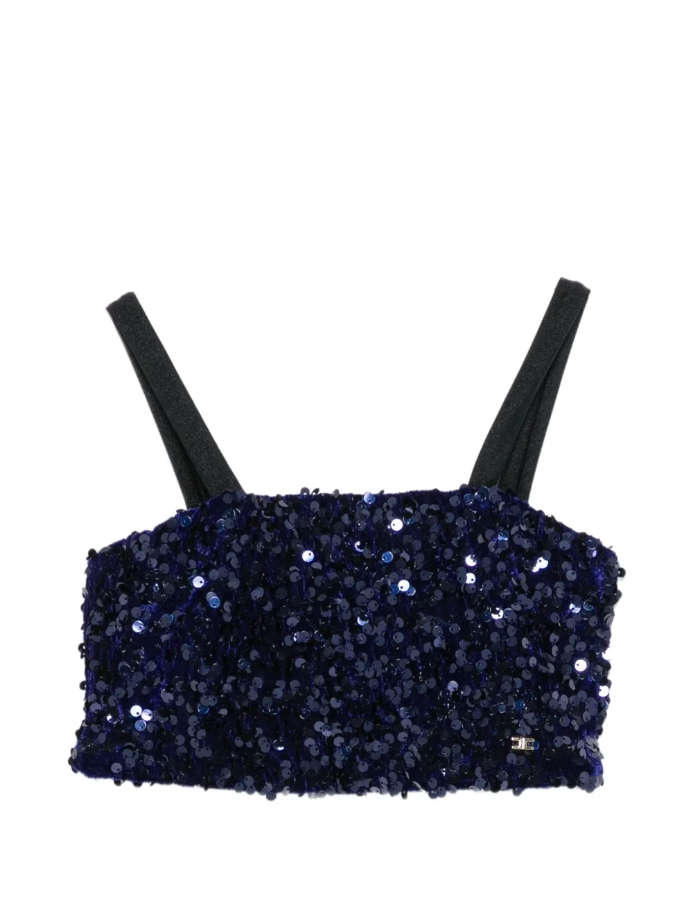 Elisabetta Franchi La Mia Bambina sequin-embellished cropped top Blauw