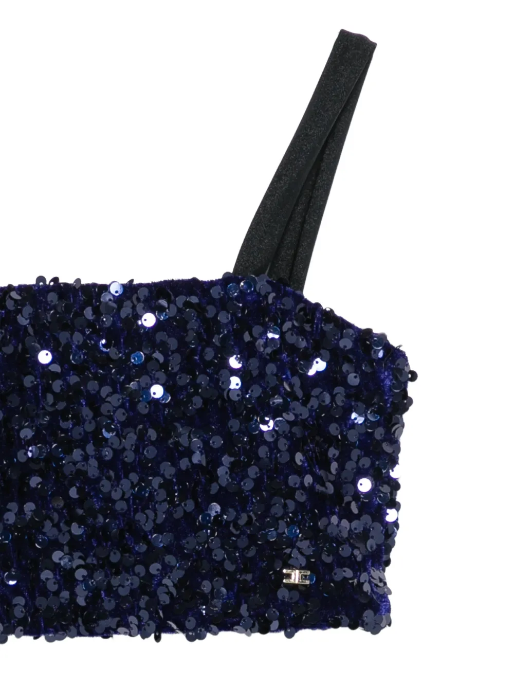Elisabetta Franchi La Mia Bambina sequin-embellished cropped top Blauw
