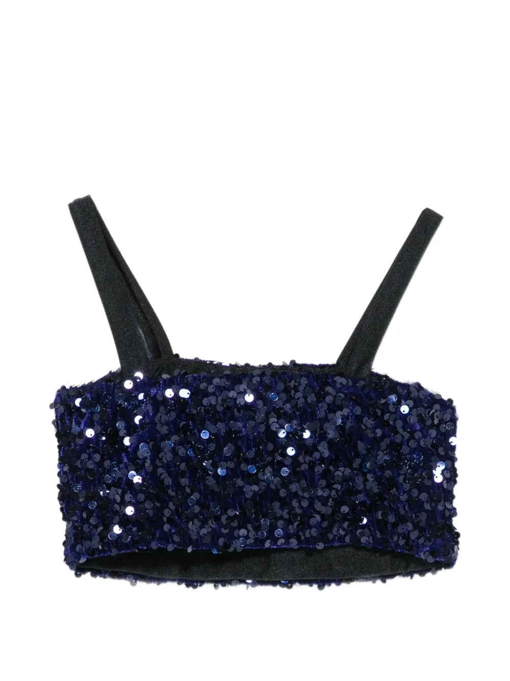 Elisabetta Franchi La Mia Bambina sequin-embellished cropped top Blauw