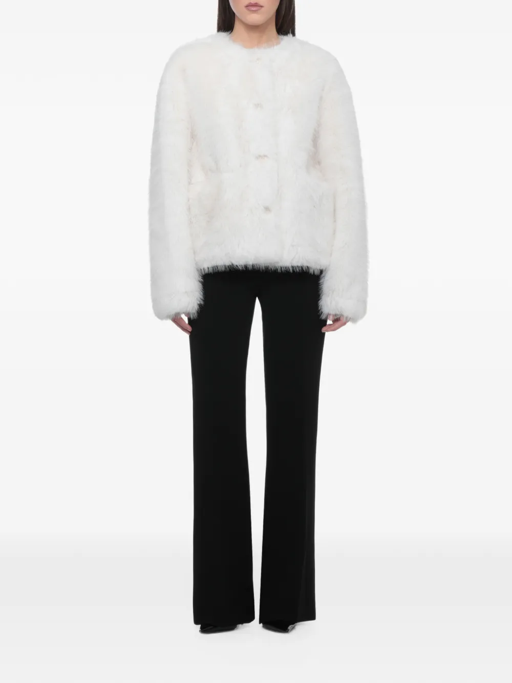 STAND STUDIO Siena round-neck jacket Wit